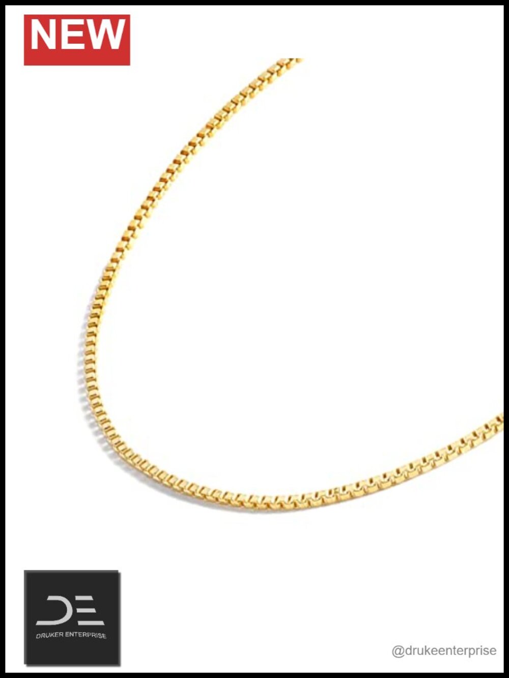 14K Gold Filled Box Chain Necklace 24in 1.7mm